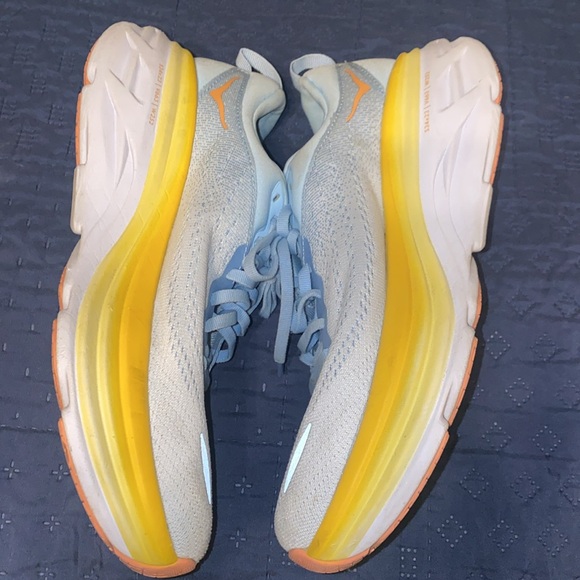 Hoka One One Bondi 8 Blue and Yellow woman’s sz 8.5B - Picture 5 of 7